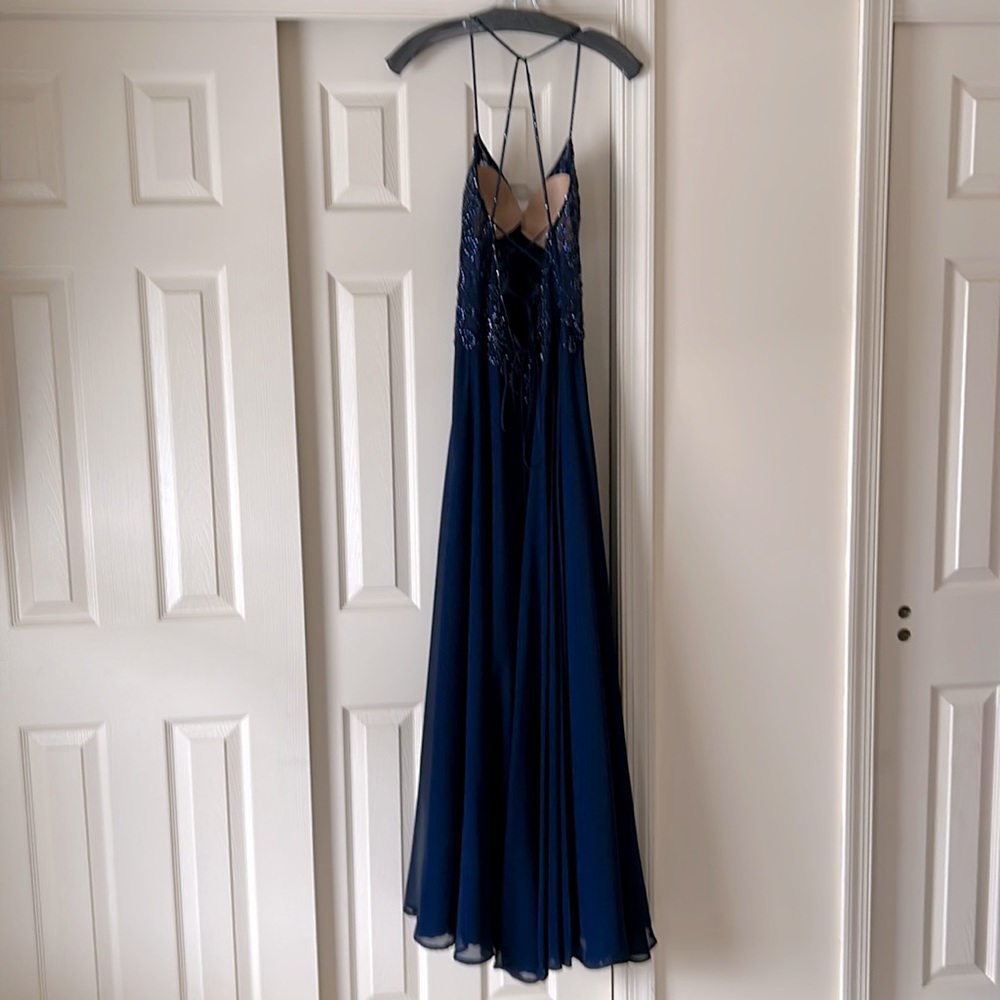 Ellie Wilde Mon Cheri Beaded Top Evening dress Navy Blue Size 10 - Picture 9 of 11